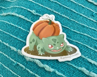 Bulbumpkin Pounce - Pumpkinsaur - Pumpkin Bulbasaur - Glossy Vinyl Sticker - Waterproof