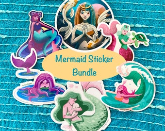 Mermaid Sticker Bundle - Pack of 6 - Vinyl Stickers - Waterproof - Weatherproof