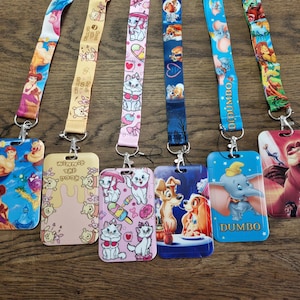Disney lanyard | ID badge holder |key chain|Marie|Winnie the Pooh|Encanto|Lady and tramp|Cheshire Cat| Peter Pan Tinkerbell lanyard gift