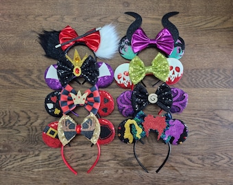 Villian headband, Disney inspired|Cruella de Vil|Maleficent|Queen of hearts|Ursula|Gaston|Hocus Pocus|Disneyand ears|Halloween headband