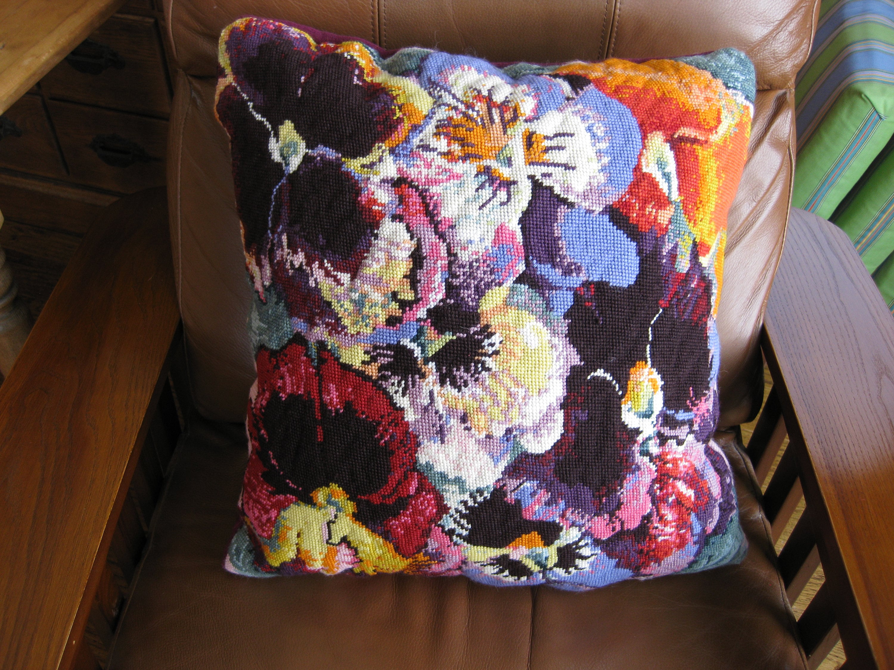 Completed needlepoint pillow Etsy