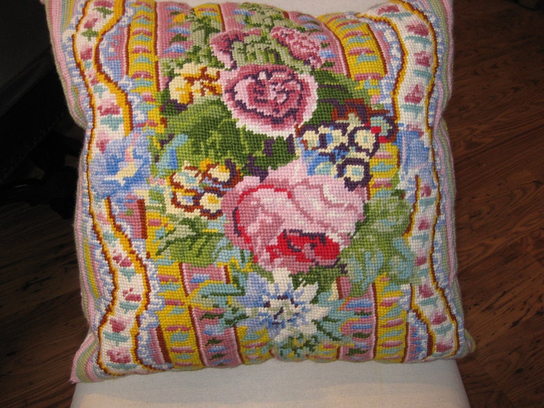 Completed needlepoint pillow Etsy