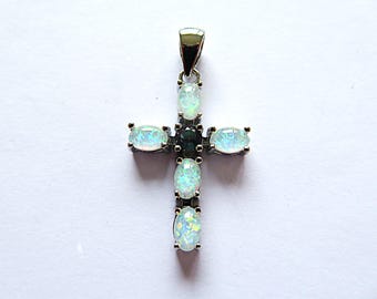 Opal Silver Cross