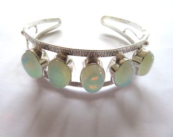 Opalite Tibetan Silver Cuff Bracelet