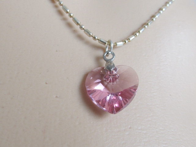 Buy Pink Heart Necklace Swarovski Crystal Necklace Sparkly Pink Heart  Pendant Stainless Steel Handmade Romantic Gift for Her Online in India -  Etsy