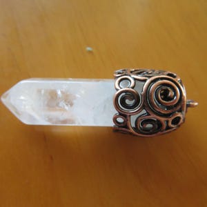 -Pendel-Bergkristall-REIKI/Wicca-Bronze-Dekorationen-Edelstein-Sechseckiges-Prisma-Kristallheilung-Chakra-Anleitung