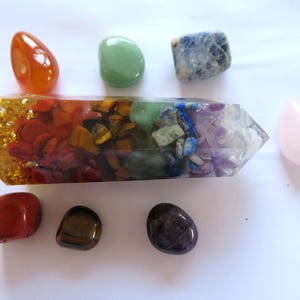 Reiki-Set of 7 Chakra  gem stones -  Large crystals in chakra colours-Reiki-healing-Great Present