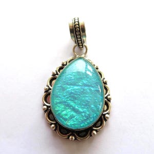 Green Opal Silver Pendant