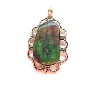 Ruby Emerald Silver Pendant