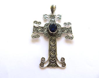 Blue Topaz silver Cross