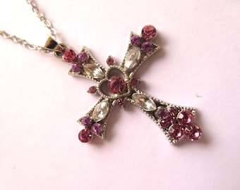 Rose Coloured Silver Cross