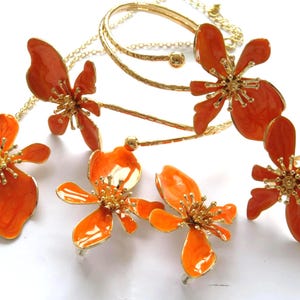 Jewellery set-Choker-Autumn colours-matching bracelet-ring-pendant-stud earrings-lovely gift
