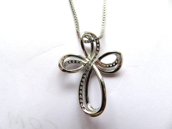 YL Collana Croce Infinito Donne Argento 925 con AAA Zirconia Cubica Crocifisso Pendente Gioielli per Donne Ragazze, 18-20 pollici (45 + 3 cm