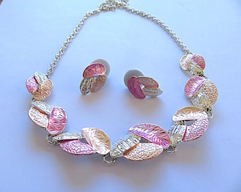 Enamelled Leaf Jewellery Set