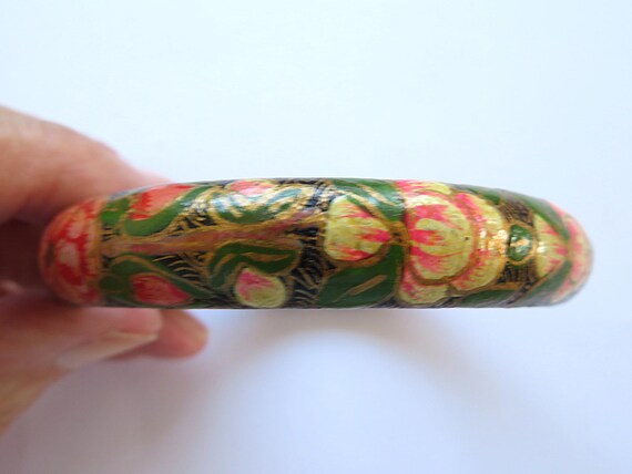Bracelet Jonc En Bois Peint Vintage - Motifs Floraux, Artisanat Du Gujarat (Inde), Neuf Avec étiquette