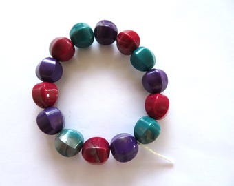 Bracelet-Green and red and purple bracelet-elasticated - fits most-great Christmas present