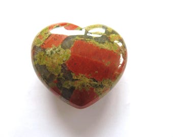 Unakite heart shaped gemstone