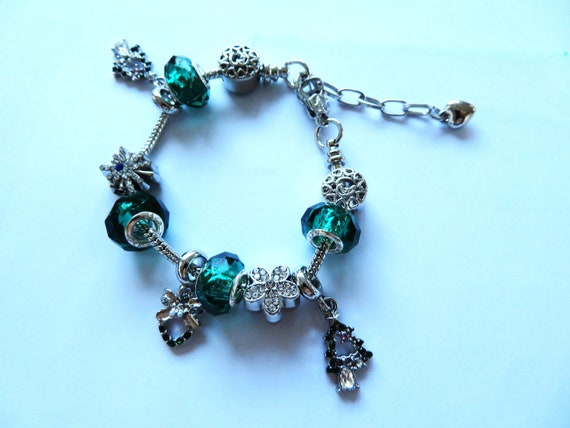 Lovely Pandora Style Bracelet/vintage Turquoise Gemstone Charm