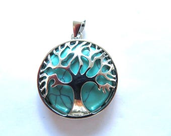 Hanger-turkooizen edelsteen-zilveren levensboom-vrije zilveren ketting-cadeau