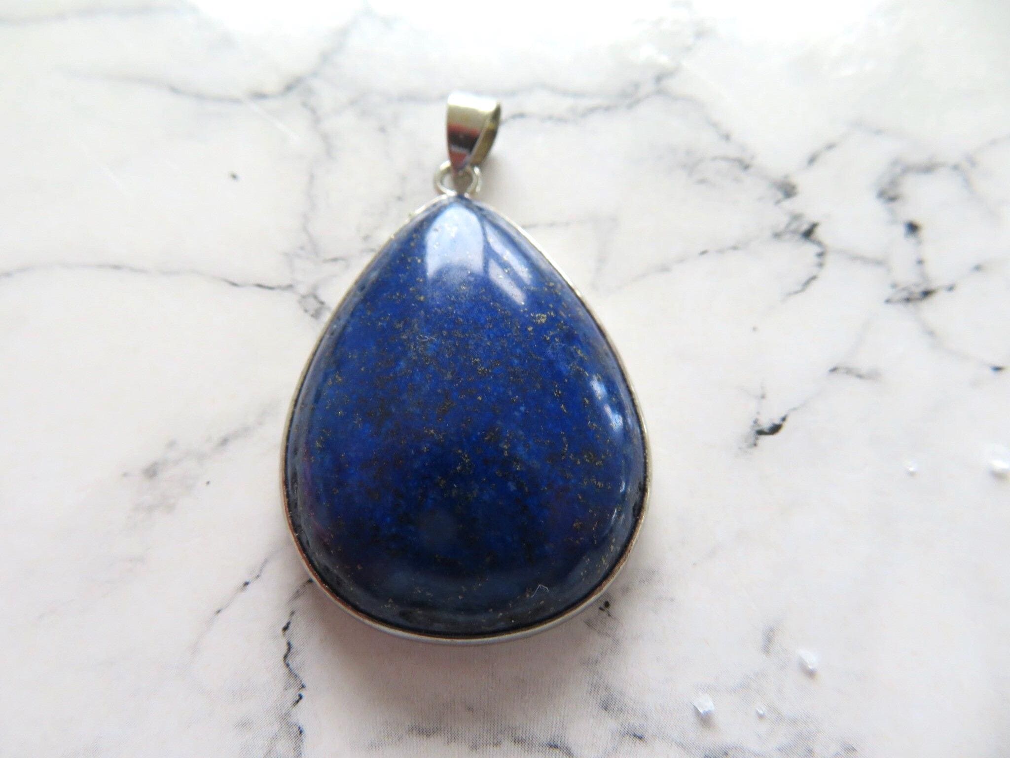 ◇HYERES LOR◇ Fenidor Silver (Y) Flat Necklace Lapis Lazuli Lapis Lazuli Cornflower Necklace in Sterling Silver, Flower