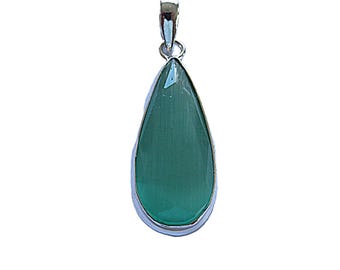 Aqua Chalcedony silver pendant