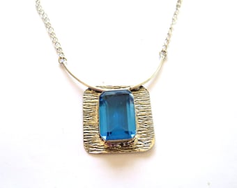 Blue Topaz silver pendant