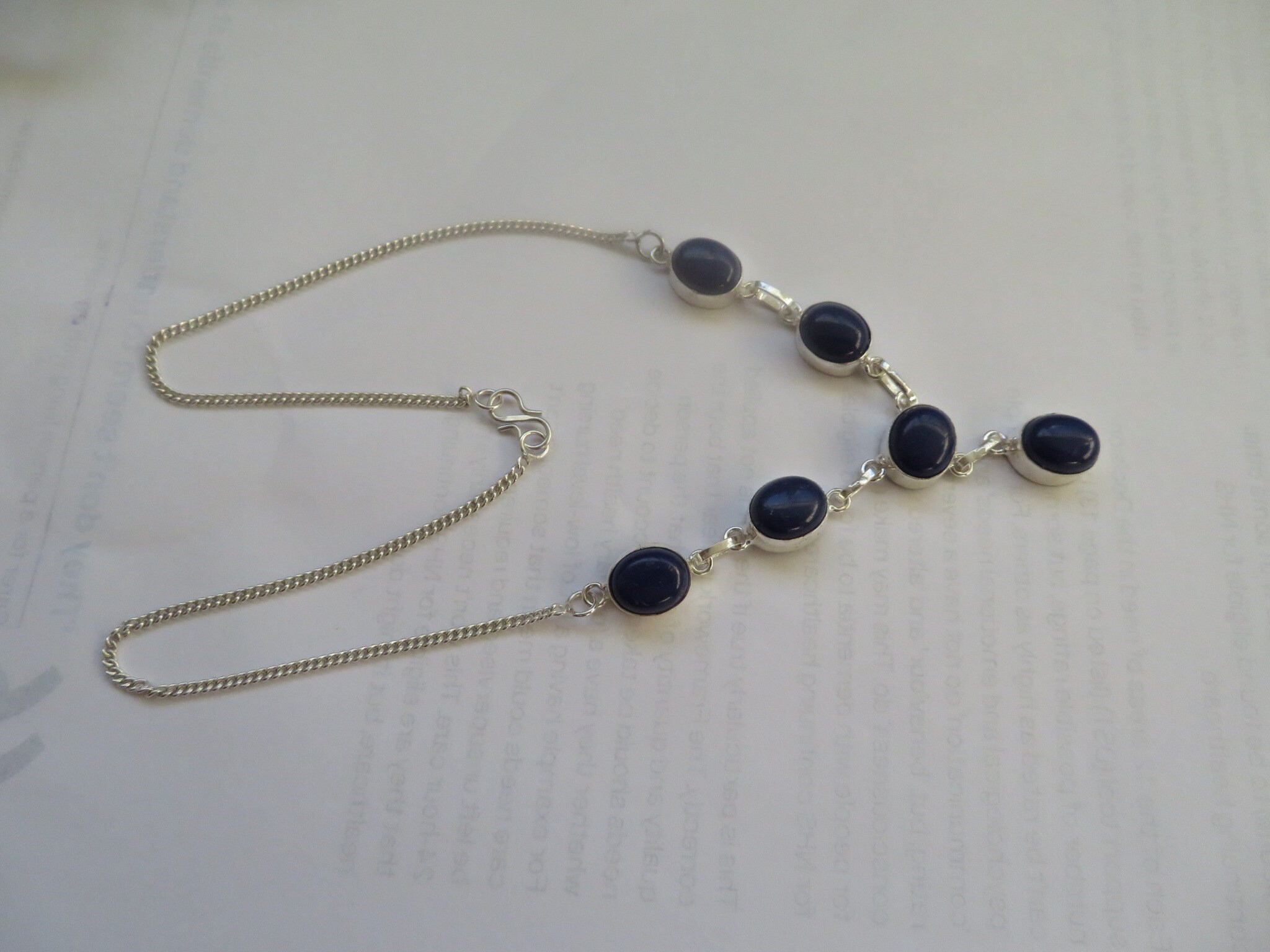 Collana Lunga 18 Pollici In Lapislazzuli Blu Egizio - Perline Ovali Naturali 13x18 Mm