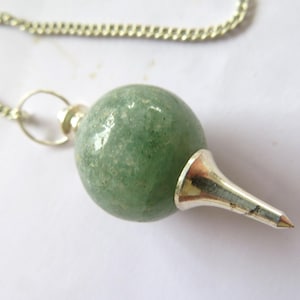 Pendulum-Green Aventurine- Dowsing crystal sphere-scrying-healing-instructions-genuine gemstone -Wicca-Spirit Guide
