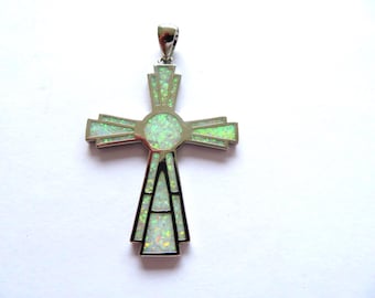 Green Opal Silver Cross