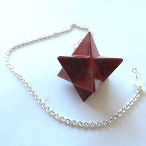 Merkaba Star-30 mm diameter-Red Jasper- pendulum-how to dowse-gift-healing-reiki