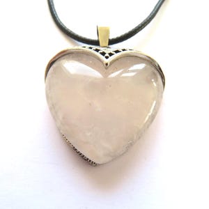 Colgante de corazón de cuarzo rosa – Plata 925, collar con gema