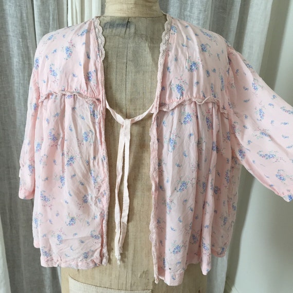 30s silk , pink ,floral bed jacket