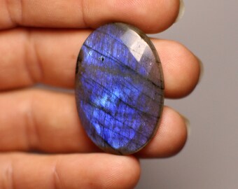 Natural Sodalite Cabochon Gemstone Blue Orange White Color Pear Shape Pendant Size Jewelry Making Designer Stone 29.55 Cts. 32x22.5x6 mm