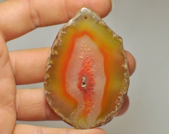 47x37x6 mm Natural Designer Mexico Crazy Lace Agate Oval Pendant Bead Yellow Gray color 93.45 Cts.