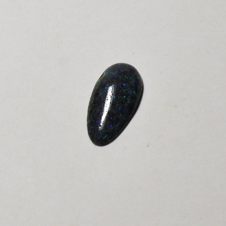 1.90 Cts 15x8x2.5 mm. Natural Matrix Opal Pear Cabochon Gemstone Blue Rainbow Color Ring size