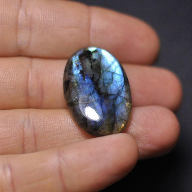 Natural blue flash LABRADORITE oval cab glorious! GEMSTONE cabochon 18x29x4 mm A38 28.55 Cts