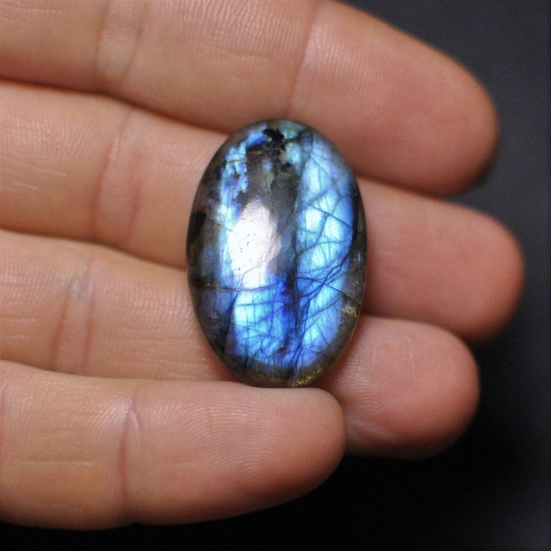 Natural blue flash LABRADORITE oval cab glorious! GEMSTONE cabochon 18x29x4 mm A38 28.55 Cts
