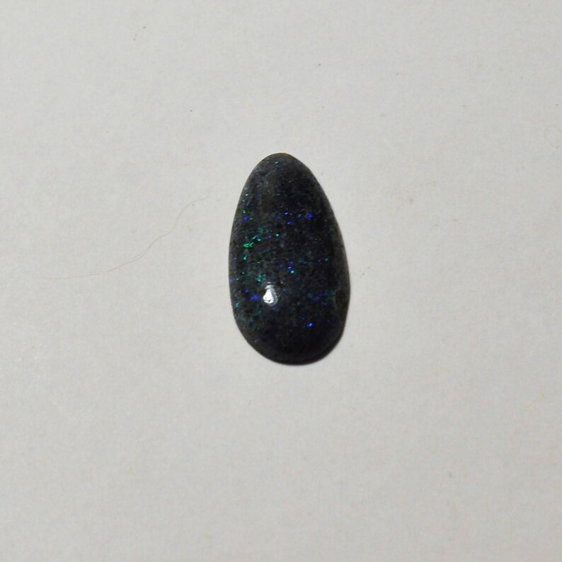 1.90 Cts 15x8x2.5 mm. Natural Matrix Opal Pear Cabochon Gemstone Blue Rainbow Color Ring size