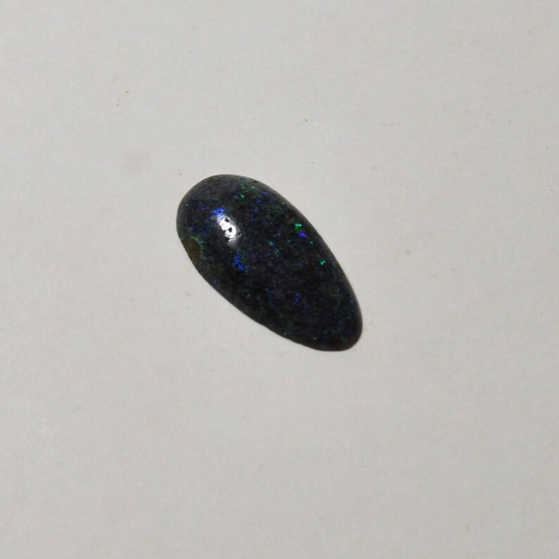 1.90 Cts 15x8x2.5 mm. Natural Matrix Opal Pear Cabochon Gemstone Blue Rainbow Color Ring size