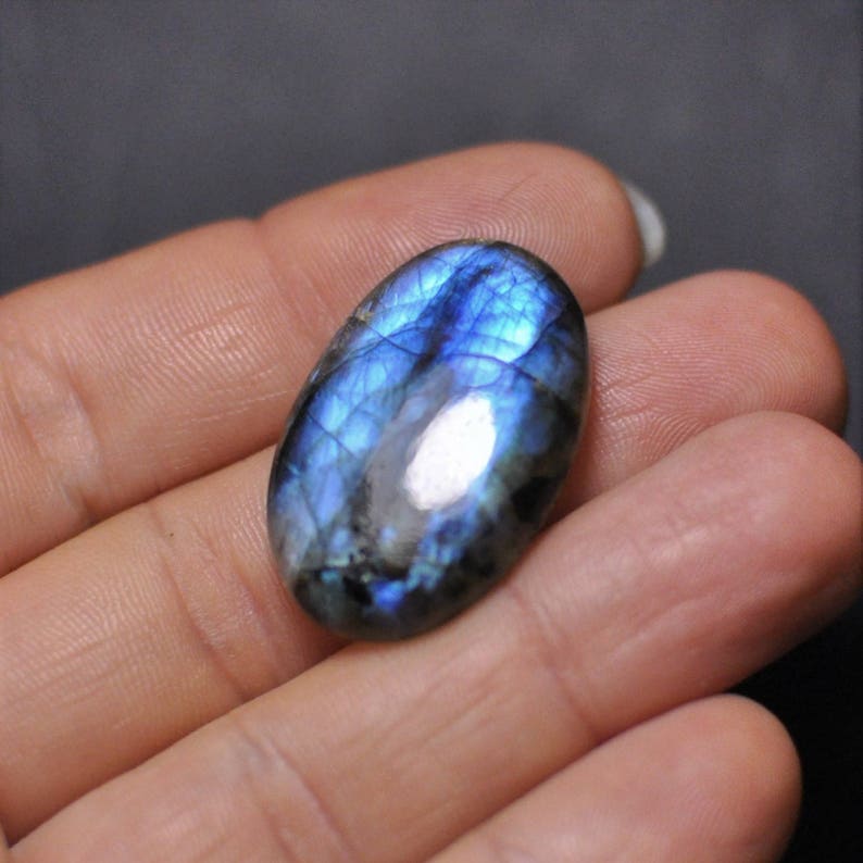 Natural blue flash LABRADORITE oval cab glorious! GEMSTONE cabochon 18x29x4 mm A38 28.55 Cts