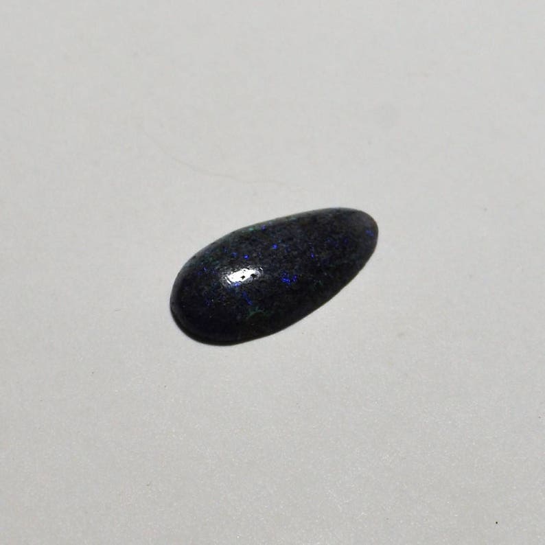 1.90 Cts 15x8x2.5 mm. Natural Matrix Opal Pear Cabochon Gemstone Blue Rainbow Color Ring size