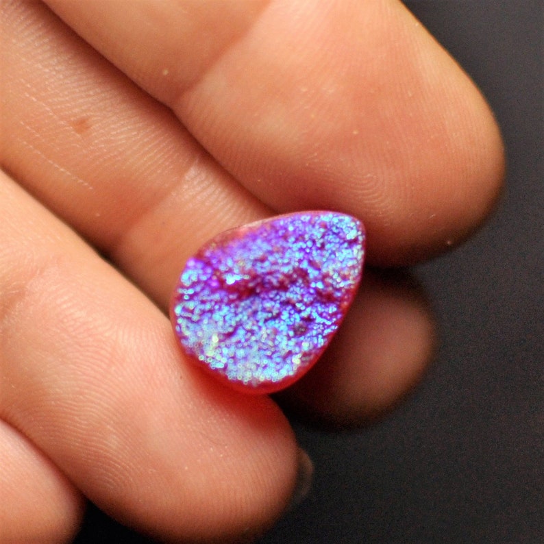 Natural Pink Rainbow Titanium Druzy Quartz Cabochon Gemstone Etsy