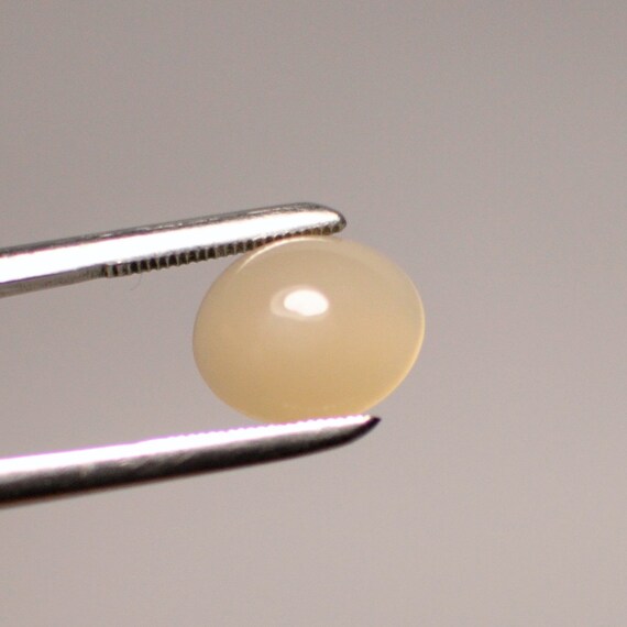 7.10 Cts. Natural Cat Eye Silky Beige Moonstone Cabochon Gemstone Oval shape Beige color Ring size 15x10x6 mm