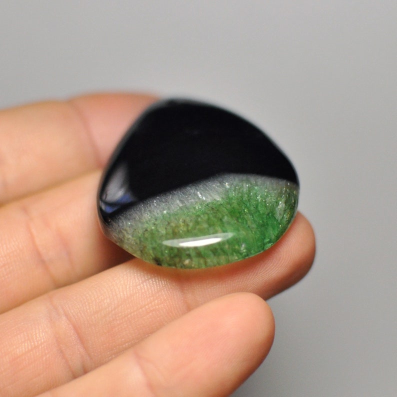 46.5x34.5x7.5 mm 94.45 Cts. Natural Druzy Geode Agate Pendant Gemstone Pear Shape Black Green Color Massive Pendant