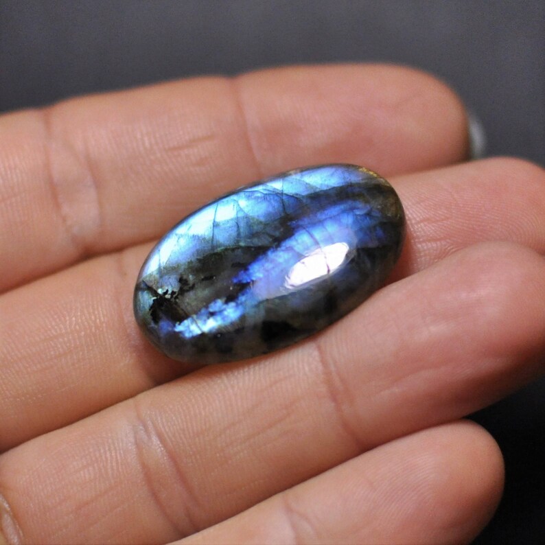Natural blue flash LABRADORITE oval cab glorious! GEMSTONE cabochon 18x29x4 mm A38 28.55 Cts