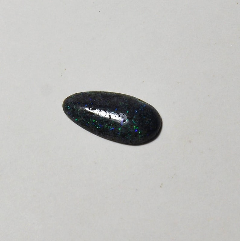 1.90 Cts 15x8x2.5 mm. Natural Matrix Opal Pear Cabochon Gemstone Blue Rainbow Color Ring size