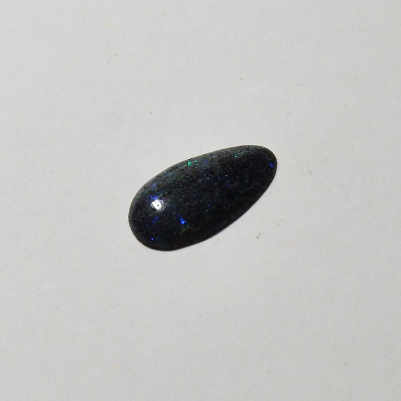 1.90 Cts 15x8x2.5 mm. Natural Matrix Opal Pear Cabochon Gemstone Blue Rainbow Color Ring size