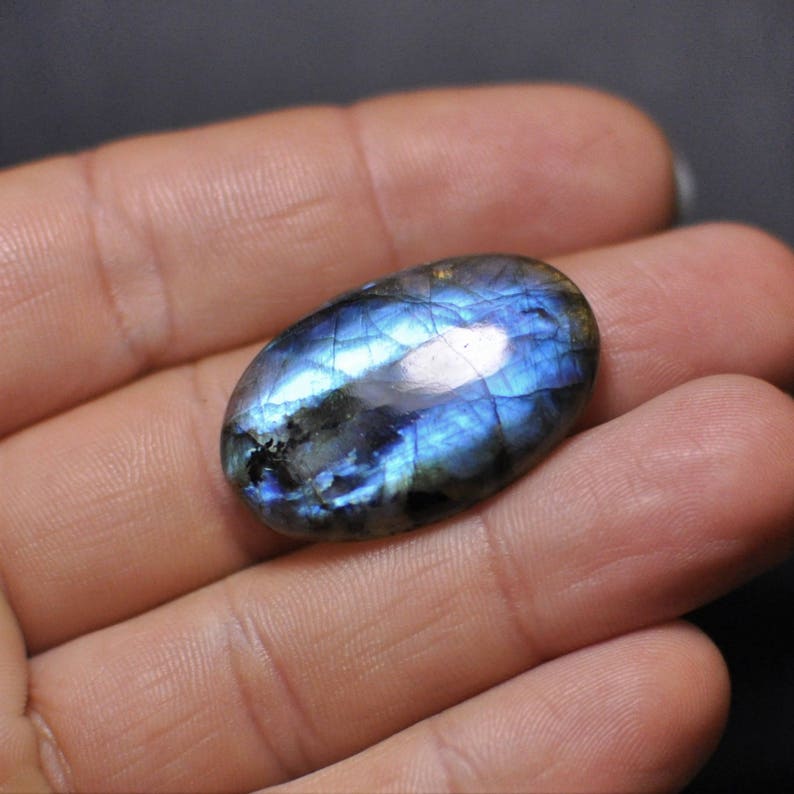 Natural blue flash LABRADORITE oval cab glorious! GEMSTONE cabochon 18x29x4 mm A38 28.55 Cts