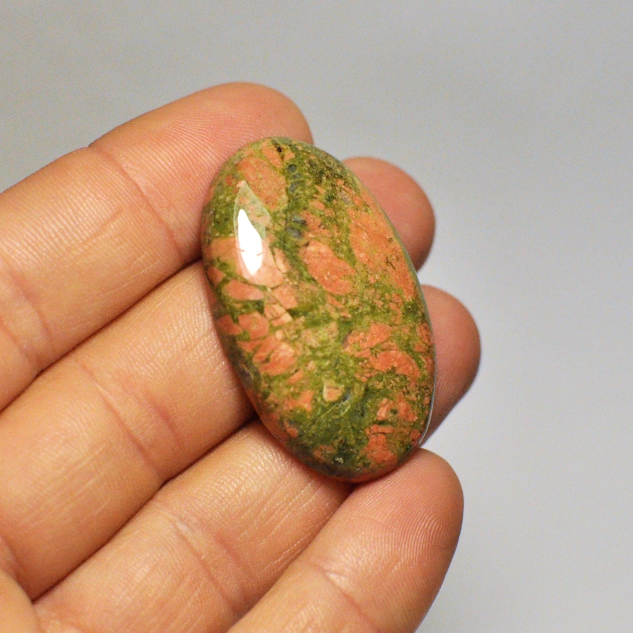 Natural Superior Green Orange Unakite Jasper Gemstone Pendant Etsy