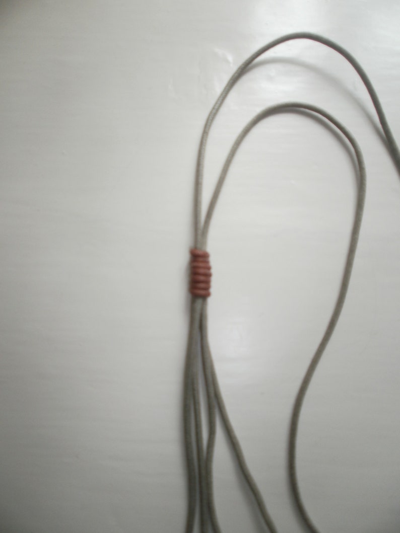 Hand-made Khaki and Brown cord string necklace with Brown Greek sea glass